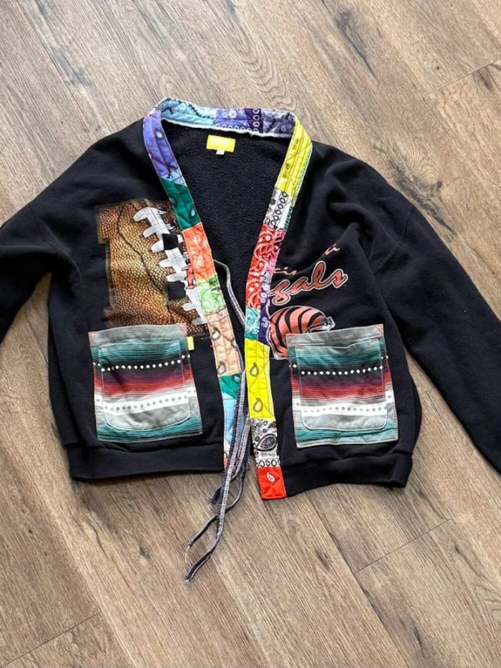 Rcnstrct Studio Bengals Reconstructed Patchwork Cardigan L